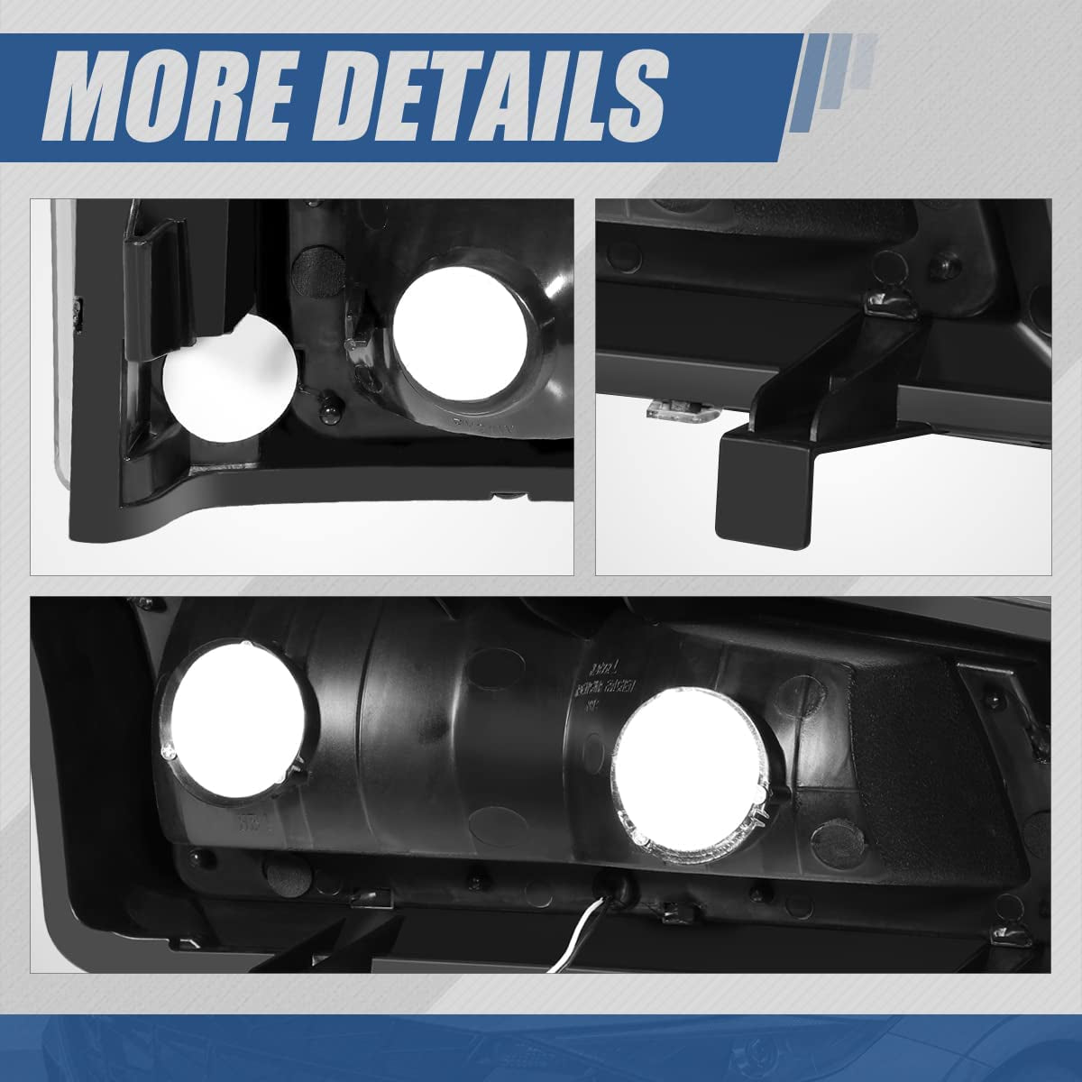 4PCS LED DRL Bumper Headlight Lamps Compatible with Chevy Silverado Avalanche 1500 2500 3500 03-07, Driver and Passenger Side, Black Housing Clear Corner